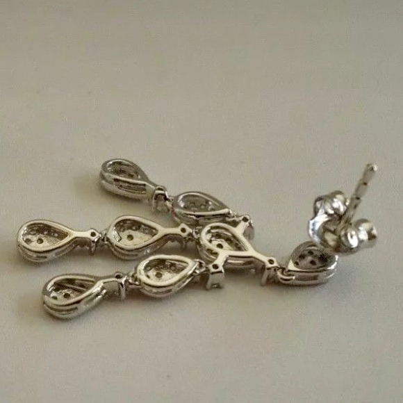 Sterling Silver/ Diamond Chandelier Earrings - Picture 2 of 3